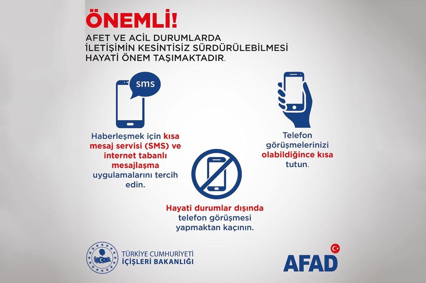 AFAD'tan deprem sonrası "kesintisiz iletişim" uyarısı AFAD'tan deprem sonrası "kesintisiz iletişim" uyarısı